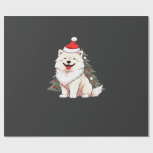 Süßer Hund mit Weihnachtsmannmütze und Weihnachtsb Geschenkpapier