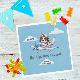 Süßer Hund Pilot & Cessna Flugzeug, Reise, Erster Serviette