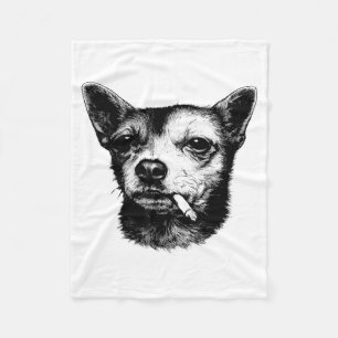 Süßer Hund raucht Zigarette Chihuahua Meme Fleecedecke