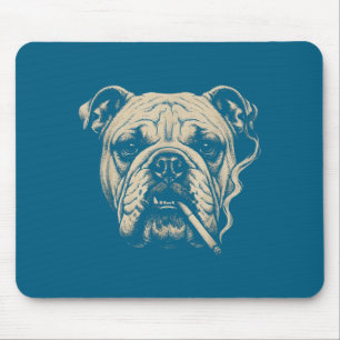 Süßer Hund raucht Zigarette English Bulldog Mousepad