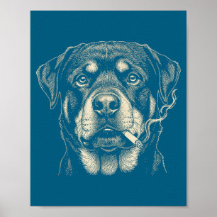 Süßer Hund raucht Zigarette Lustiger Rottweiler Poster