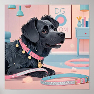 Süßer Hund rosa blau Glamour Hundemama Poster
