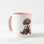 Süßer Hund Rosa Schleife Tasse (Vorderseite Links)