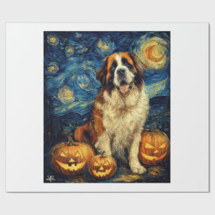 Süßer Hund Saint Bernard Halloween Jack O Lantern Geschenkpapier