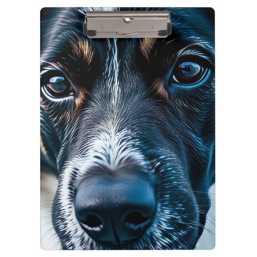 Süßer Hund schaut sich um Klemmbrett (Vorderseite)