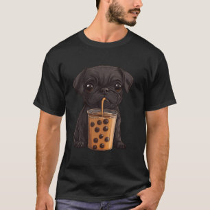 Süßer Hund schwarzer Mops Bubble Boba Tee