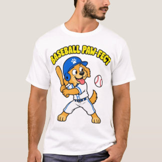 Süßer Hund spielt Baseball - Paw-fekt lustiger Spo T-Shirt