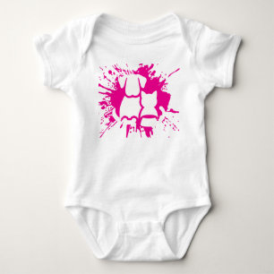 Süßer Hund und Katze beste Freunde Rosa Splatter B Baby Strampler