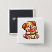 Süßer Hund Wassermelone Button (Vorne & Hinten)