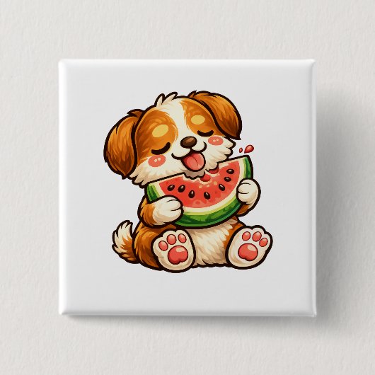 Süßer Hund Wassermelone Button (Vorderseite)