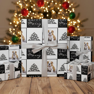 Süßer Hund Welpe Haustier Fröhlicher Schwarzer Wei Geschenkpapier