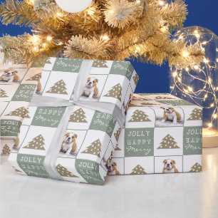 Süßer Hund Welpe Haustier Typografie Weihnachtsbau Geschenkpapier