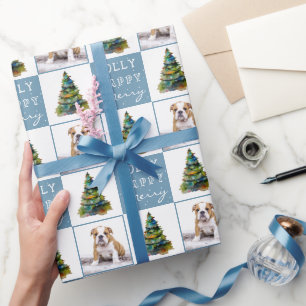 Süßer Hund Welpe Haustier Weihnachtsbaum Wasserfar Geschenkpapier