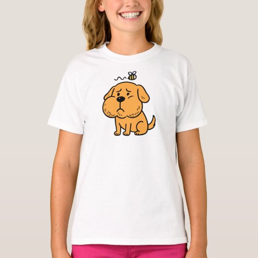 Süßer Hund wird von Biene gestochen T-Shirt (Vorderseite)