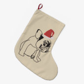 Süßer Hundefranzösische Bulldoggen-Hund Großer Weihnachtsstrumpf (Vorderansicht (hängend))