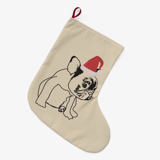 Süßer Hundefranzösische Bulldoggen-Hund Großer Weihnachtsstrumpf (Vorderansicht (hängend))