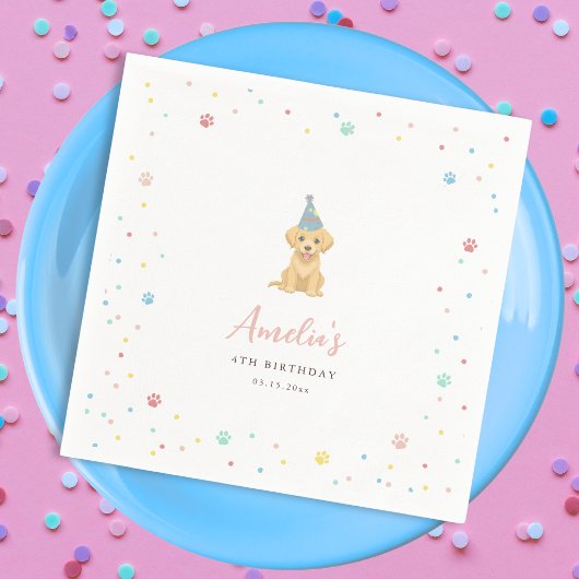 Süßer Hundegeburtstag Pink Serviette