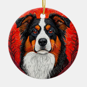 Süßer Hundekopf Keramik Ornament