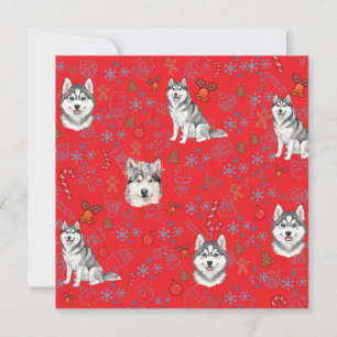 Süßer Husky-Hund Weihnachten Winter nahtloses Must Karte