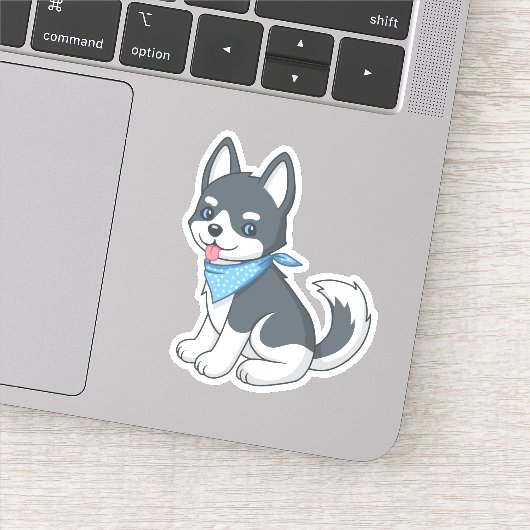 Süßer Husky-Welpe Hund Aufkleber (Detail)