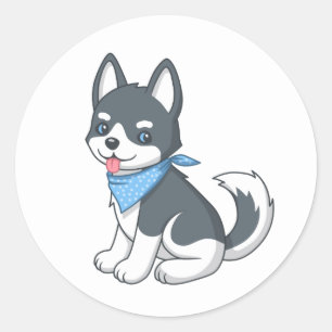 Süßer Husky-Welpe Runder Aufkleber