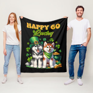 Süßer Husky zum St. Patrick's Day Fleecedecke