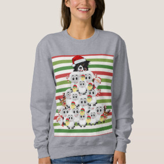 Süßer Hütehund und Schafe Weihnachtsbaum  Sweatshirt