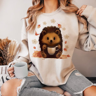 Süßer Igel blüht, Igel trinkt Kaffee  T-Shirt