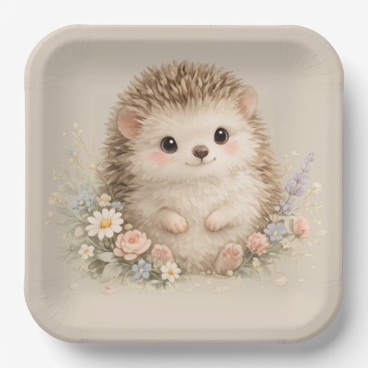 Süßer Igel Europäischer Garten Pappteller (Vorderseite)
