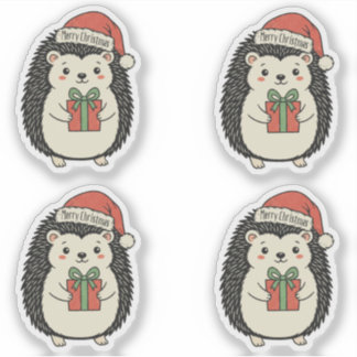 Süßer Igel Frohe Weihnachten Aufkleber