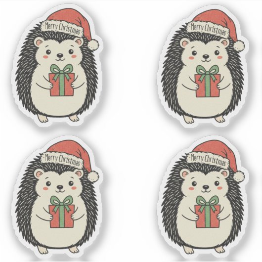 Süßer Igel Frohe Weihnachten Aufkleber (Vorderseite)