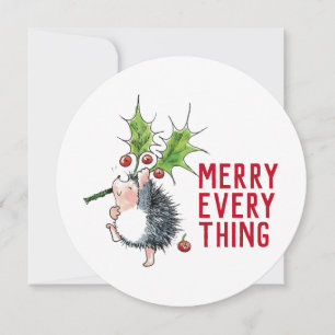 Süßer Igel Frohe Weihnachten Rund