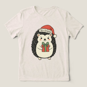 Süßer Igel Frohe Weihnachten Tri-Blend Shirt
