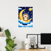 Süßer Igel Goldene Mondsichel Poster (Heimbüro)