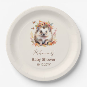 Süßer Igel Herbst Wald Baby Shower Pappteller