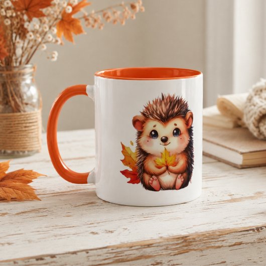 Süßer Igel Herbstlaub Tasse