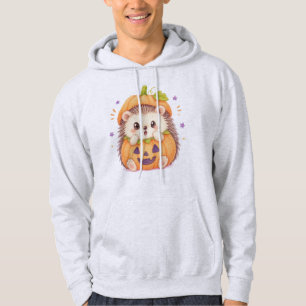 Süßer Igel im Kürbiskostüm Halloween-Illustration Hoodie