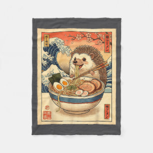 Süßer Igel isst Ramen-Nudelschüssel Cute Ani Fleecedecke