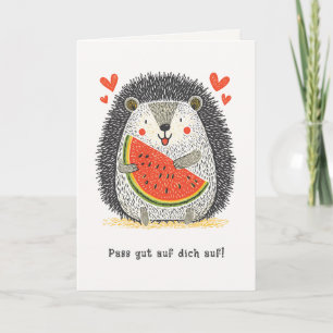 Süßer Igel liebt Wassermelone Deutsche Genesungswü Karte