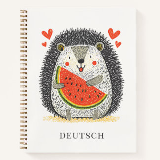 Süßer Igel liebt Wassermelone Notizblock