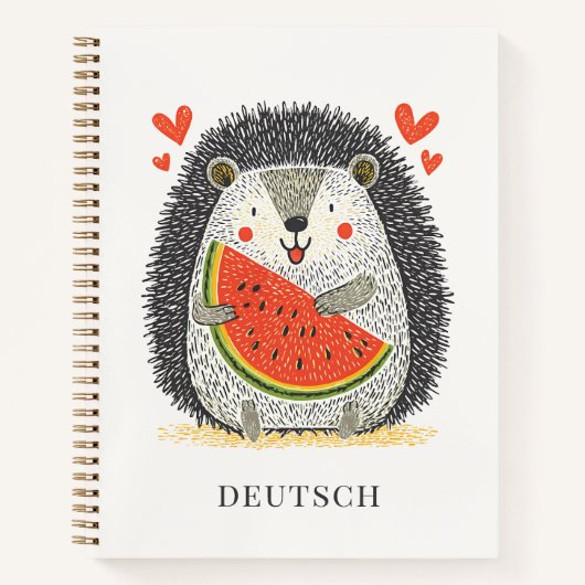 Süßer Igel liebt Wassermelone Notizblock (Vorderseite)