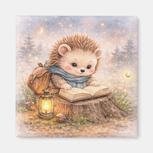 Süßer Igel liest Kühlschrank Magnet (Vorne)