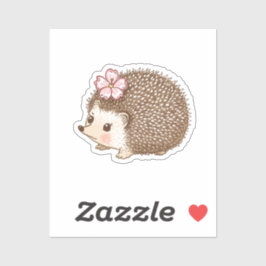 Süßer Igel mit Blumen-Wasserfarbsticker Aufkleber