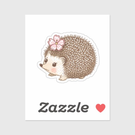 Süßer Igel mit Blumen-Wasserfarbsticker Aufkleber (Blatt)