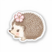 Süßer Igel mit Blumen-Wasserfarbsticker Aufkleber (Vorderseite)