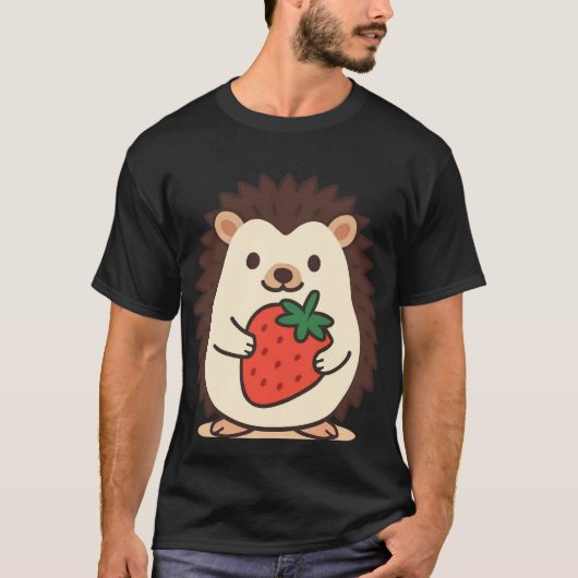 Süßer Igel mit Erdbeere T-Shirt (Vorderseite)