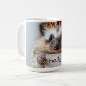 Süßer Igel mit "Hallo!"-Schild Kaffeetasse (Vorderseite Links)