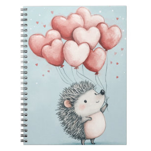 Süßer Igel mit Herz Spiral Foto Notizbuch Notizblock