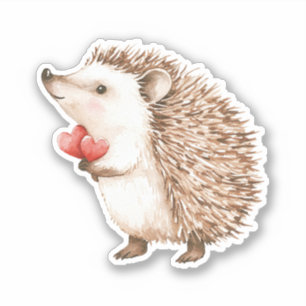 Süßer Igel mit Herzen Aufkleber