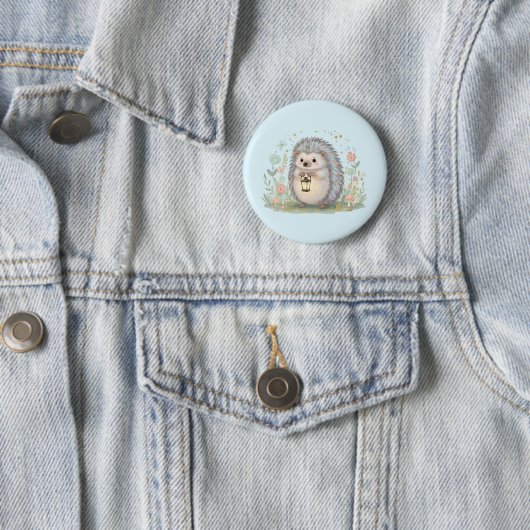 Süßer Igel mit Laterne Button (Beispiel)